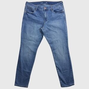 Old Navy 16 LONG High Rise Power Slim Straight Jean Light Wash Denim Casual Work
